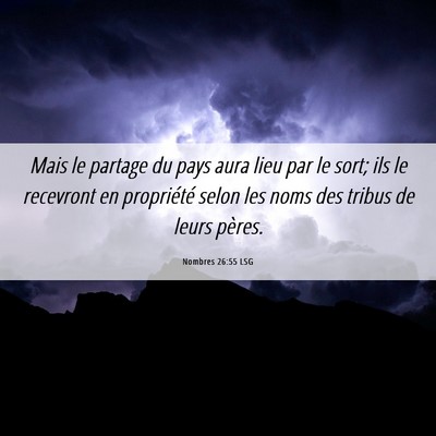 Picture 06 - Nombres 26:55 LSG - Mais le partage du pays aura lieu par le sort; - Bible Verse Picture
