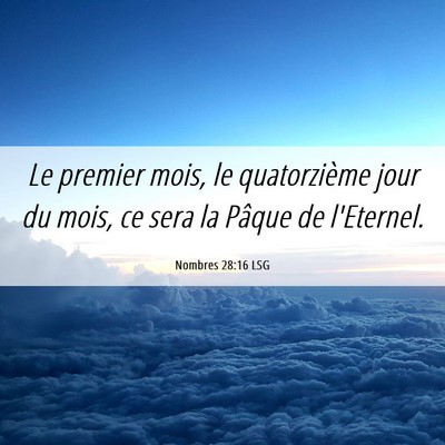 Picture 06 - Nombres 28:16 LSG - Le premier mois, le quatorzième jour du mois, ce - Bible Verse Picture