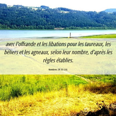 Picture 06 - Nombres 29:33 LSG - avec l'offrande et les libations pour les - Bible Verse Picture