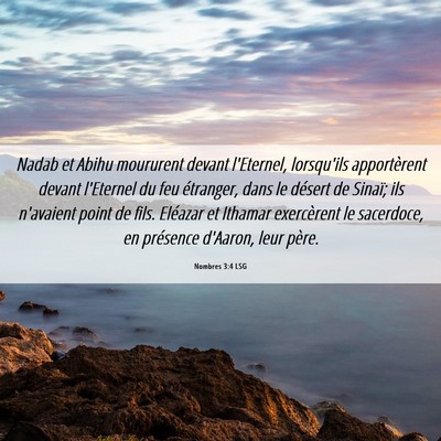 Picture 06 - Nombres 3:4 LSG - Nadab et Abihu moururent devant l'Eternel, - Bible Verse Picture
