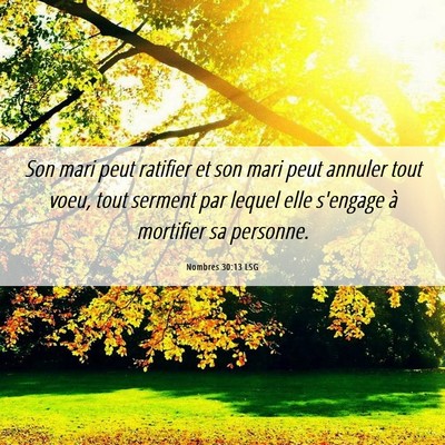 Picture 06 - Nombres 30:13 LSG - Son mari peut ratifier et son mari peut annuler - Bible Verse Picture