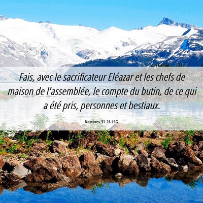 Picture 06 - Nombres 31:26 LSG - Fais, avec le sacrificateur Eléazar et les chefs - Bible Verse Picture