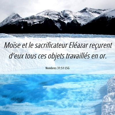 Picture 06 - Nombres 31:51 LSG - Moïse et le sacrificateur Eléazar reçurent - Bible Verse Picture