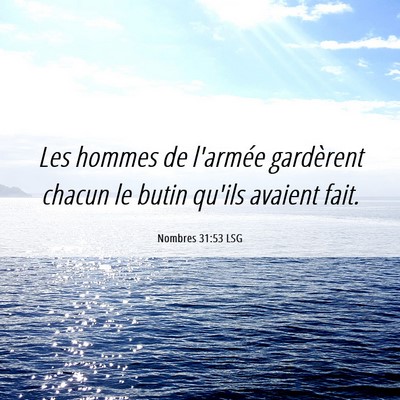 Picture 06 - Nombres 31:53 LSG - Les hommes de l'armée gardèrent chacun le butin - Bible Verse Picture