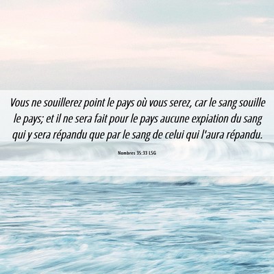 Picture 06 - Nombres 35:33 LSG - Vous ne souillerez point le pays où vous serez, - Bible Verse Picture