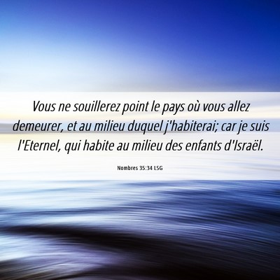 Picture 06 - Nombres 35:34 LSG - Vous ne souillerez point le pays où vous allez - Bible Verse Picture