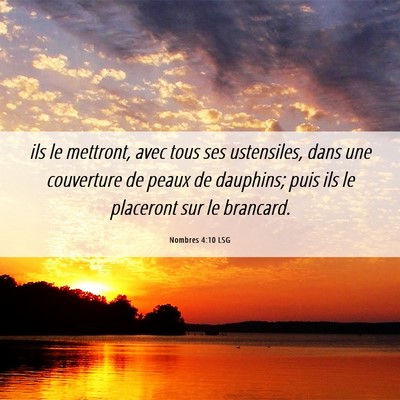 Picture 06 - Nombres 4:10 LSG - ils le mettront, avec tous ses ustensiles, dans - Bible Verse Picture