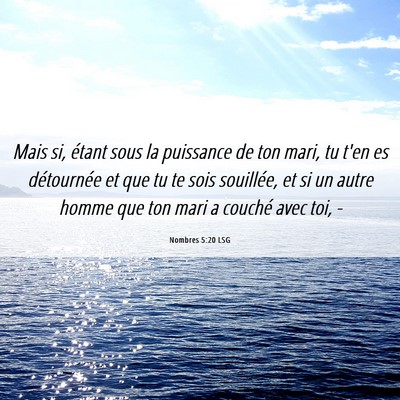 Picture 06 - Nombres 5:20 LSG - Mais si, étant sous la puissance de ton mari, tu - Bible Verse Picture