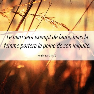 Picture 06 - Nombres 5:31 LSG - Le mari sera exempt de faute, mais la femme - Bible Verse Picture