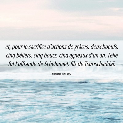 Picture 06 - Nombres 7:41 LSG - et, pour le sacrifice d'actions de grâces, deux - Bible Verse Picture