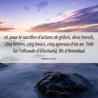 Picture 06 - Nombres 7:53 LSG - et, pour le sacrifice d'actions de grâces, deux - Bible Verse Picture