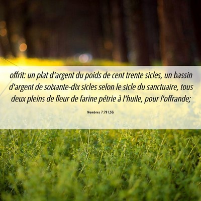 Picture 06 - Nombres 7:79 LSG - offrit: un plat d'argent du poids de cent trente - Bible Verse Picture