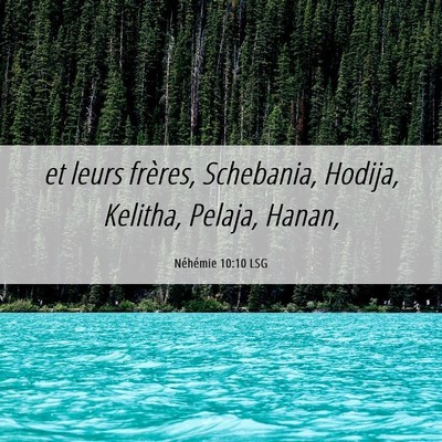 Picture 06 - Néhémie 10:10 LSG - et leurs frères, Schebania, Hodija, Kelitha, - Bible Verse Picture