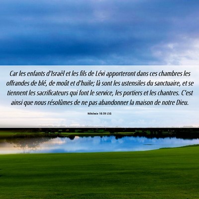 Picture 06 - Néhémie 10:39 LSG - Car les enfants d'Israël et les fils de Lévi - Bible Verse Picture