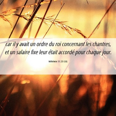 Picture 06 - Néhémie 11:23 LSG - car il y avait un ordre du roi concernant les - Bible Verse Picture