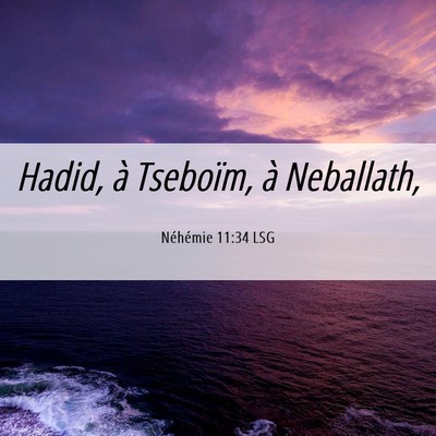 Picture 06 - Néhémie 11:34 LSG - Hadid, à Tseboïm, à - Bible Verse Picture