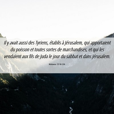 Picture 06 - Néhémie 13:16 LSG - Il y avait aussi des Tyriens, établis à - Bible Verse Picture