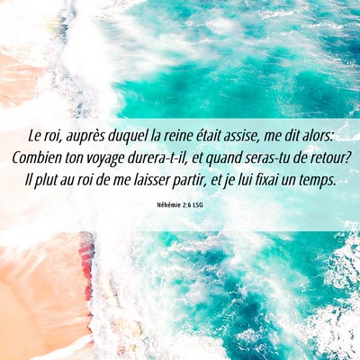 Picture 06 - Néhémie 2:6 LSG - Le roi, auprès duquel la reine était assise, me - Bible Verse Picture