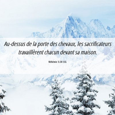 Picture 06 - Néhémie 3:28 LSG - Au-dessus de la porte des chevaux, les - Bible Verse Picture