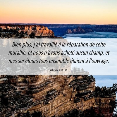 Picture 06 - Néhémie 5:16 LSG - Bien plus, j'ai travaillé à la réparation de - Bible Verse Picture