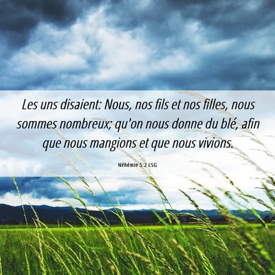 Picture 06 - Néhémie 5:2 LSG - Les uns disaient: Nous, nos fils et nos filles, - Bible Verse Picture