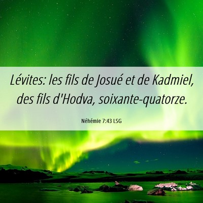 Picture 06 - Néhémie 7:43 LSG - Lévites: les fils de Josué et de Kadmiel, des - Bible Verse Picture