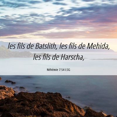 Picture 06 - Néhémie 7:54 LSG - les fils de Batslith, les fils de Mehida, les - Bible Verse Picture