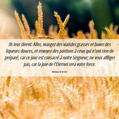 Picture 06 - Néhémie 8:10 LSG - Ils leur dirent: Allez, mangez des viandes - Bible Verse Picture