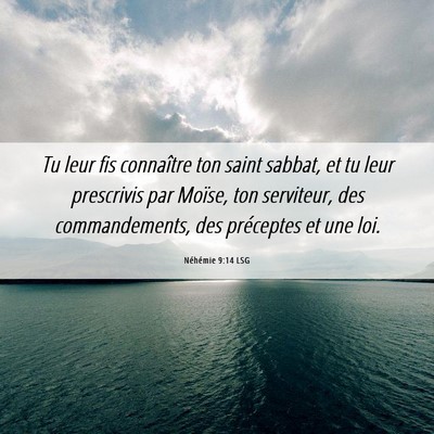 Picture 06 - Néhémie 9:14 LSG - Tu leur fis connaître ton saint sabbat, et tu - Bible Verse Picture