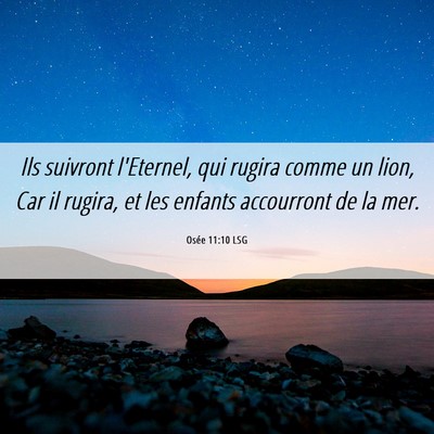 Picture 06 - Osée 11:10 LSG - Ils suivront l'Eternel, qui rugira comme un lion, - Bible Verse Picture
