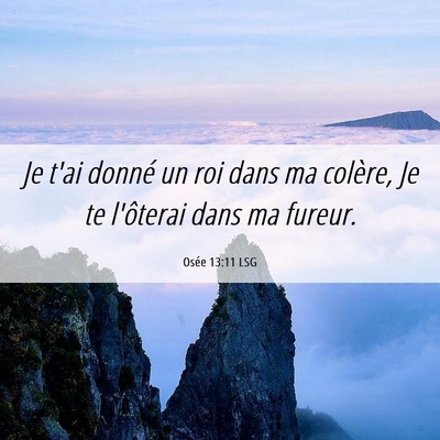 Picture 06 - Osée 13:11 LSG - Je t'ai donné un roi dans ma colère, Je te - Bible Verse Picture