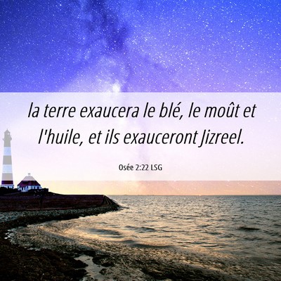Picture 06 - Osée 2:22 LSG - la terre exaucera le blé, le moût et l'huile, - Bible Verse Picture
