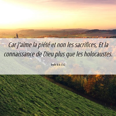 Picture 06 - Osée 6:6 LSG - Car j'aime la piété et non les sacrifices, Et - Bible Verse Picture