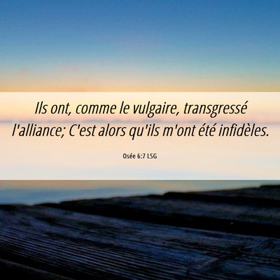 Picture 06 - Osée 6:7 LSG - Ils ont, comme le vulgaire, transgressé - Bible Verse Picture
