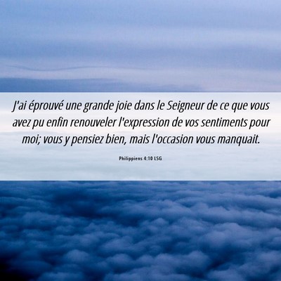 Picture 06 - Philippiens 4:10 LSG - J'ai éprouvé une grande joie dans le Seigneur - Bible Verse Picture
