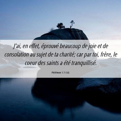 Picture 06 - Philémon 1:7 LSG - J'ai, en effet, éprouvé beaucoup de joie et de - Bible Verse Picture