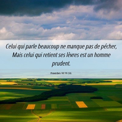 Picture 06 - Proverbes 10:19 LSG - Celui qui parle beaucoup ne manque pas de - Bible Verse Picture