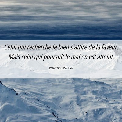 Picture 06 - Proverbes 11:27 LSG - Celui qui recherche le bien s'attire de la - Bible Verse Picture