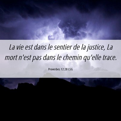 Picture 06 - Proverbes 12:28 LSG - La vie est dans le sentier de la justice, La mort - Bible Verse Picture