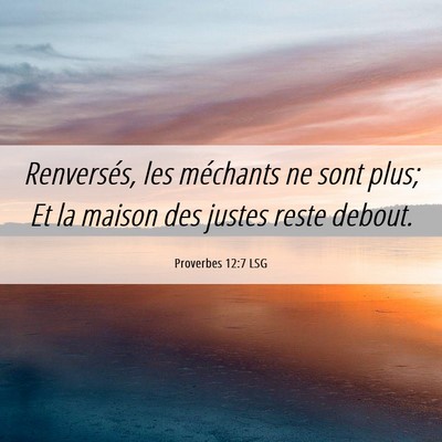 Picture 06 - Proverbes 12:7 LSG - Renversés, les méchants ne sont plus; Et la - Bible Verse Picture