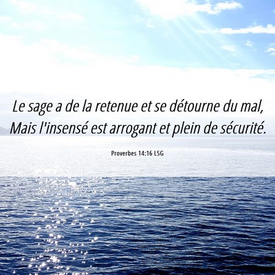 Picture 06 - Proverbes 14:16 LSG - Le sage a de la retenue et se détourne du mal, - Bible Verse Picture