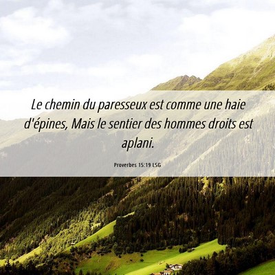 Picture 06 - Proverbes 15:19 LSG - Le chemin du paresseux est comme une haie - Bible Verse Picture