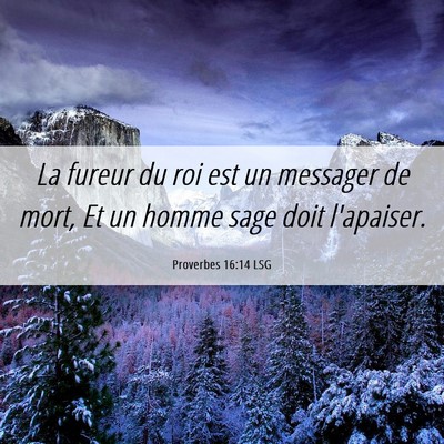 Picture 06 - Proverbes 16:14 LSG - La fureur du roi est un messager de mort, Et un - Bible Verse Picture