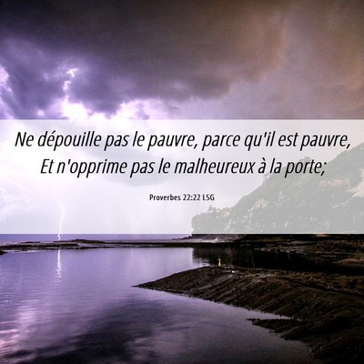 Picture 06 - Proverbes 22:22 LSG - Ne dépouille pas le pauvre, parce qu'il est - Bible Verse Picture
