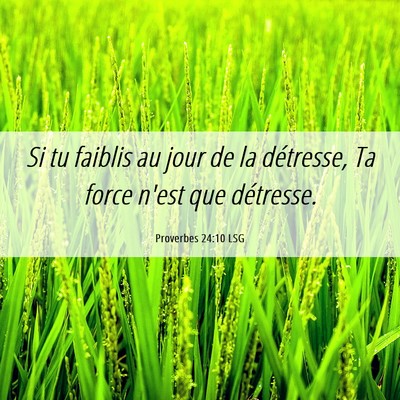 Picture 06 - Proverbes 24:10 LSG - Si tu faiblis au jour de la détresse, Ta force - Bible Verse Picture