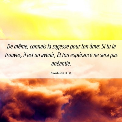 Picture 06 - Proverbes 24:14 LSG - De même, connais la sagesse pour ton âme; Si tu - Bible Verse Picture
