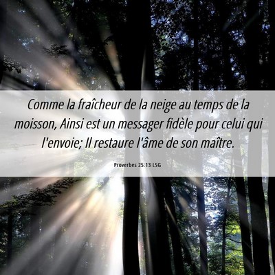 Picture 06 - Proverbes 25:13 LSG - Comme la fraîcheur de la neige au temps de la - Bible Verse Picture