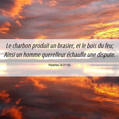 Picture 06 - Proverbes 26:21 LSG - Le charbon produit un brasier, et le bois du feu; - Bible Verse Picture