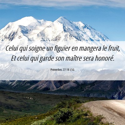 Picture 06 - Proverbes 27:18 LSG - Celui qui soigne un figuier en mangera le fruit, - Bible Verse Picture