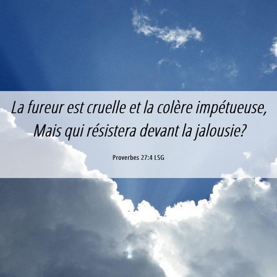 Picture 06 - Proverbes 27:4 LSG - La fureur est cruelle et la colère impétueuse, - Bible Verse Picture